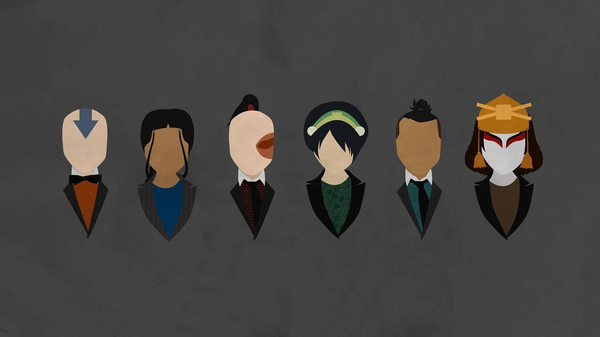 Minimalist Characters Of Avatar The Last Airbender Background