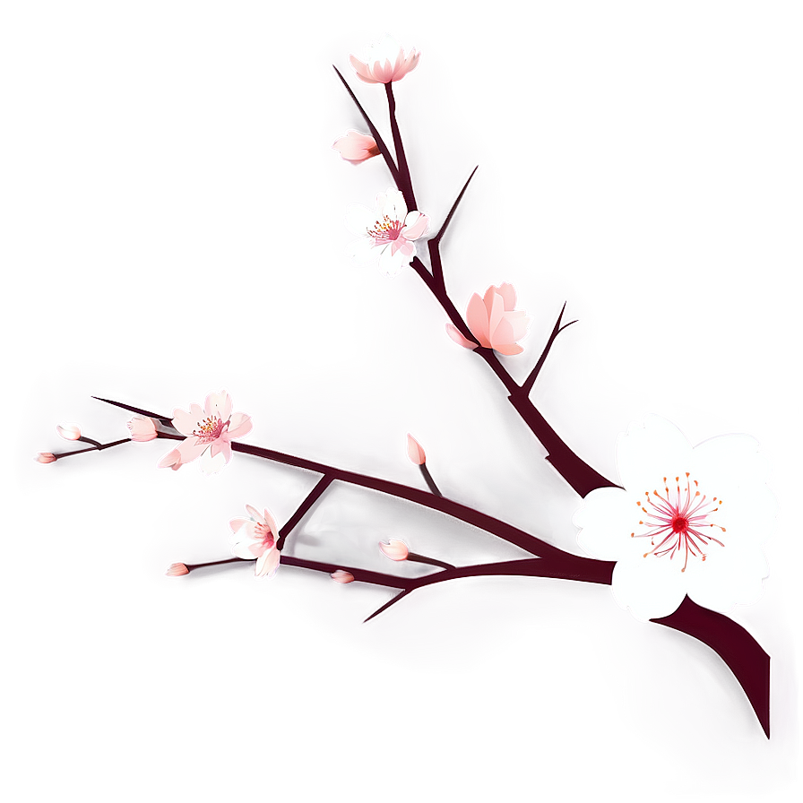 Minimalist Cherry Blossom Art Png 32 PNG