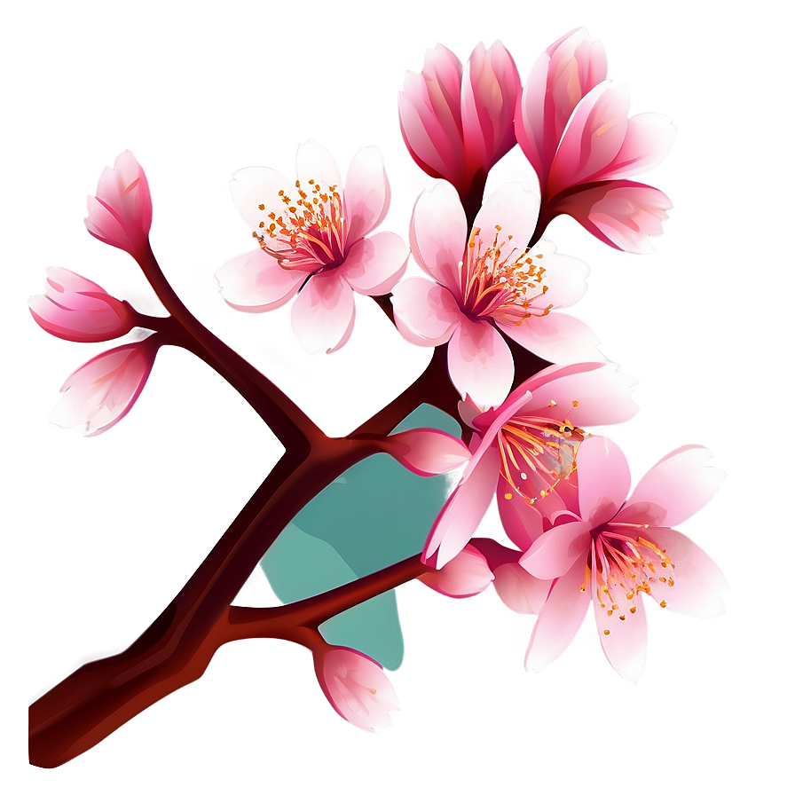 Minimalist Cherry Blossom Art Png Rtr PNG