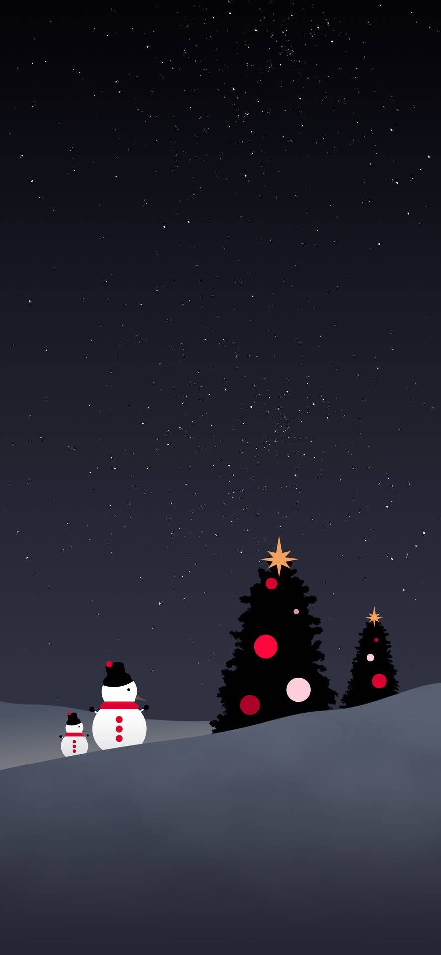 Juletræ og sne mand i sneen Wallpaper
