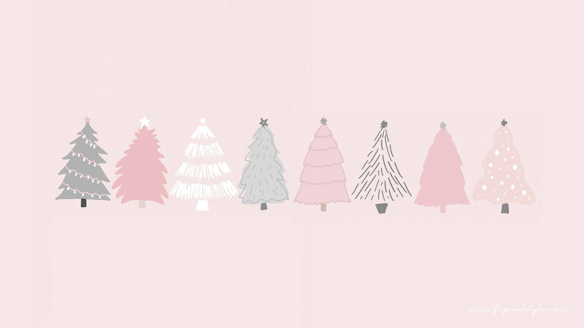 Minimalist Christmas Doodle Christmas Trees Wallpaper