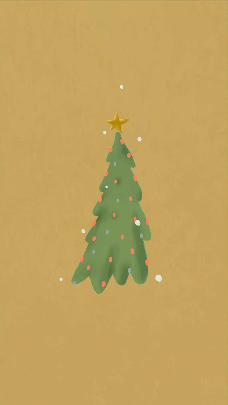 Minimalist Christmas Tree Illustration Wallpaper