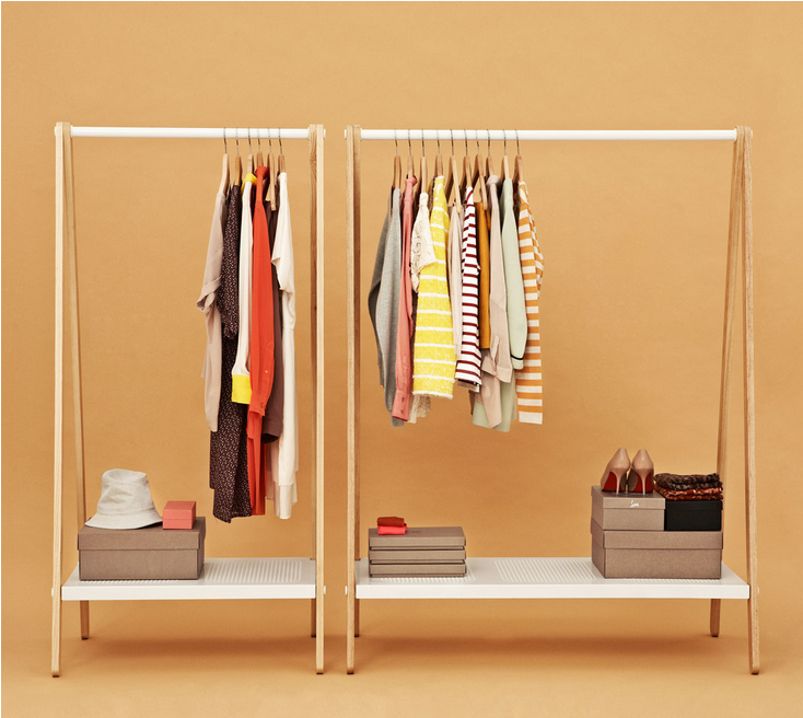 Minimalist Clothing Racks Organized Wardrobe PNG