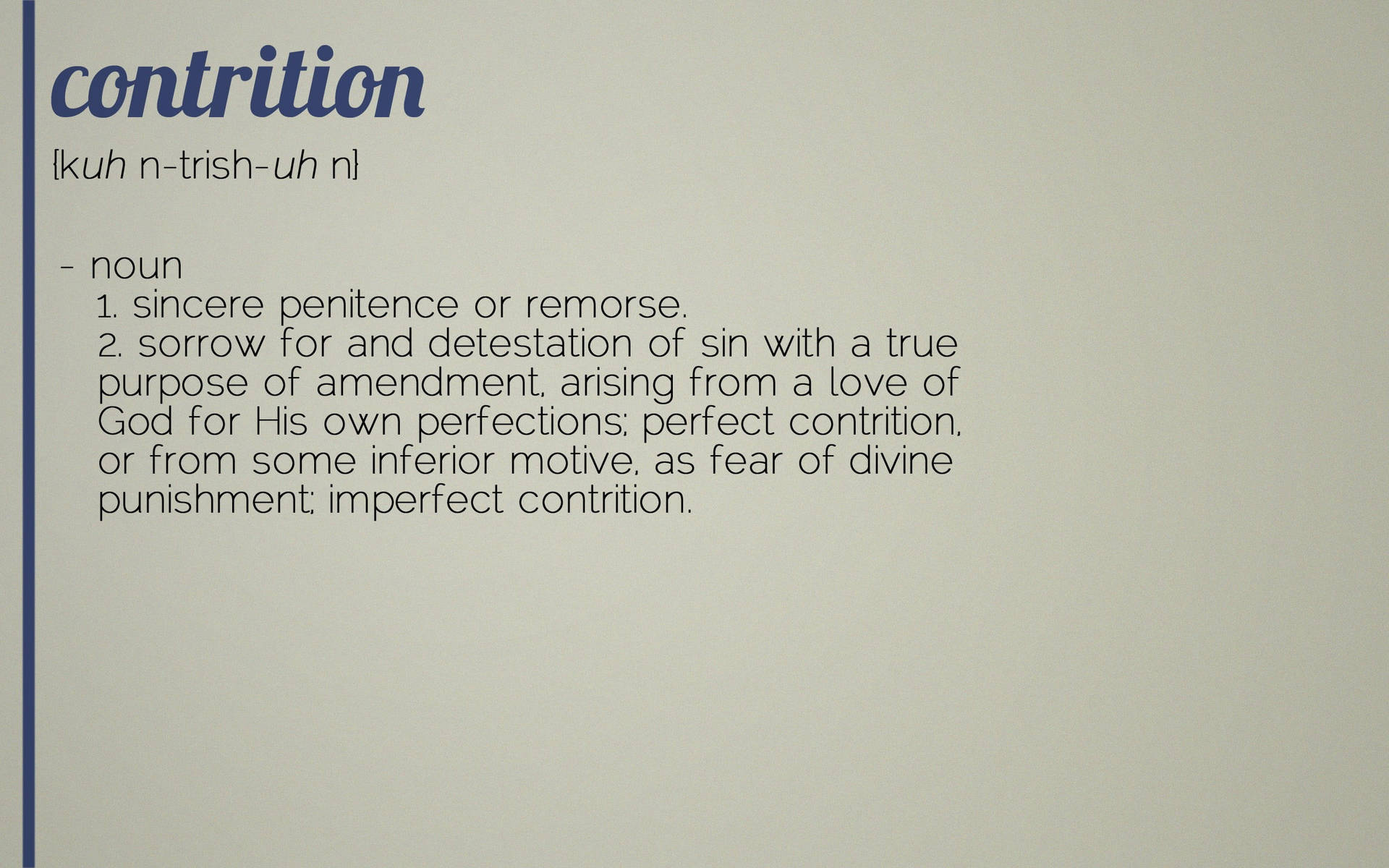 Minimalist Contrition Dictionary Meaning Wallpaper