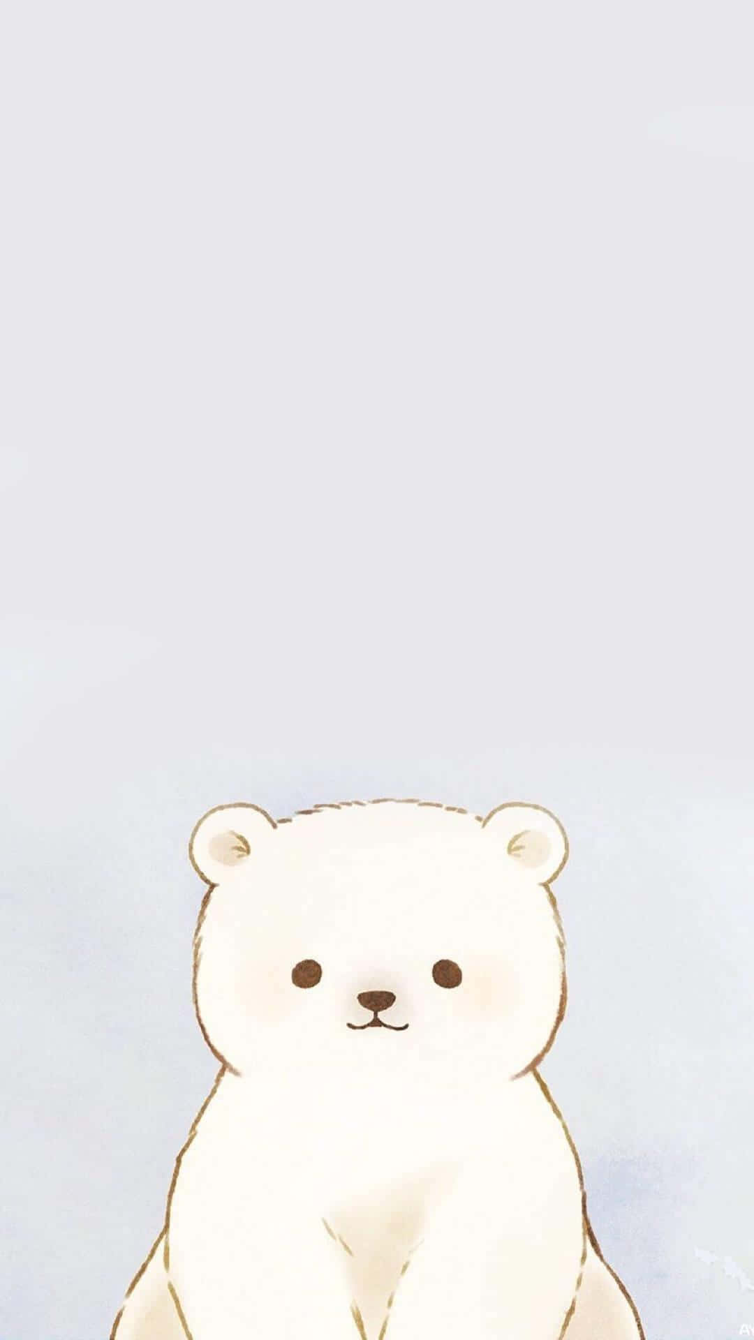Minimalist Cute Bear Illustration Wallpaper