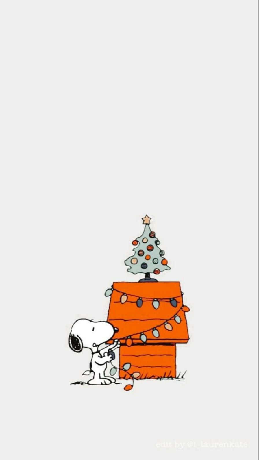 Minimalist Cute Snoopy Christmas Wallpaper