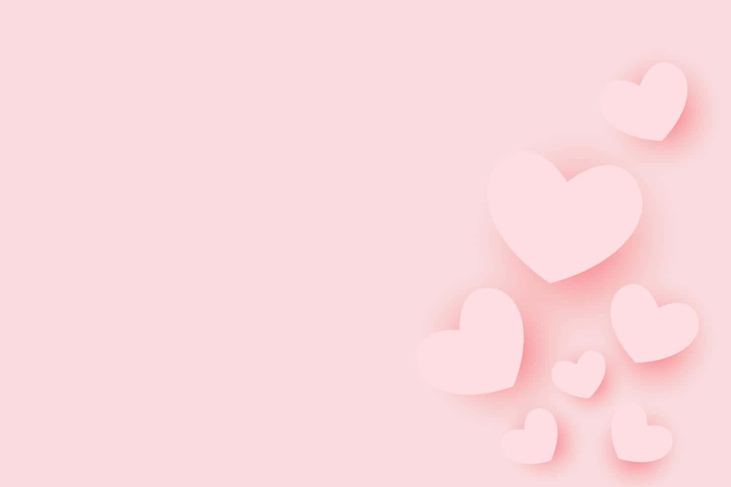 Minimalistisk sød Valentins Pink Hjerter Skrivebord Tapet Wallpaper