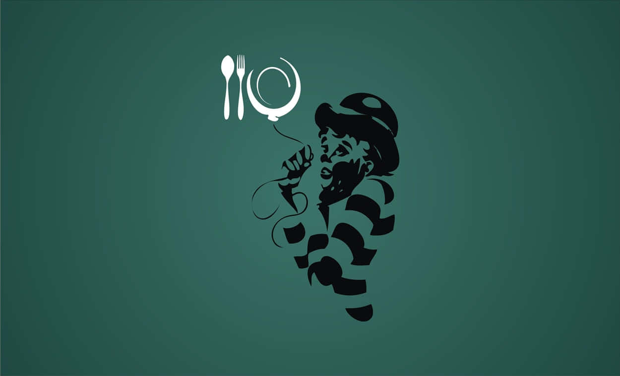 A Man In A Hat Is Holding A Fork And Knife Wallpaper