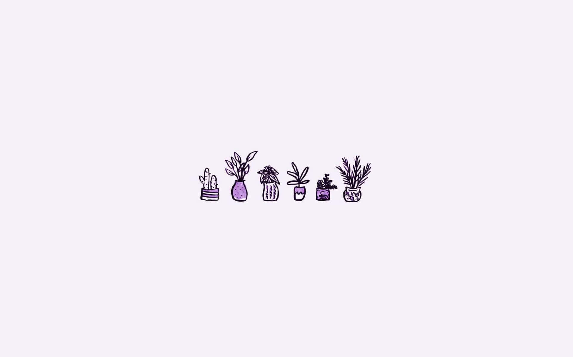 A Purple Drawing Of A Bunch Of Plants