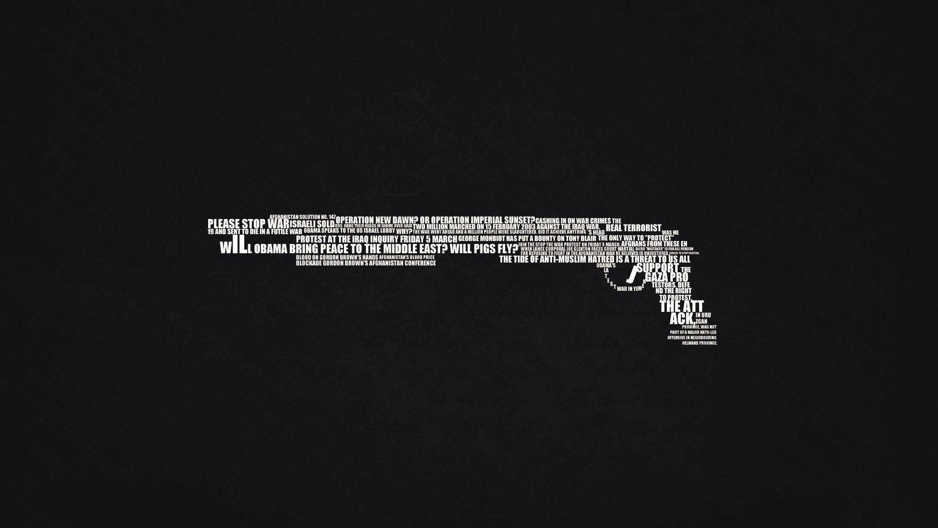 Minimalist Desktop Gun Shaped By Words Wallpaper