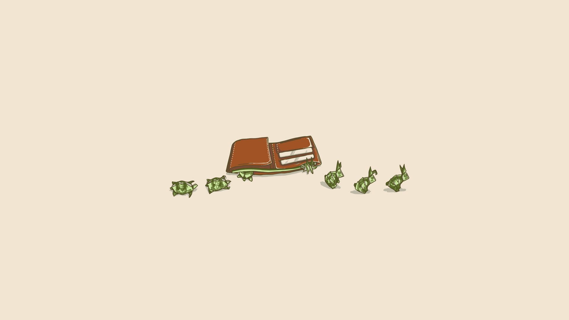 Minimalist Desktop Wallet And Money Insects Wallpaper