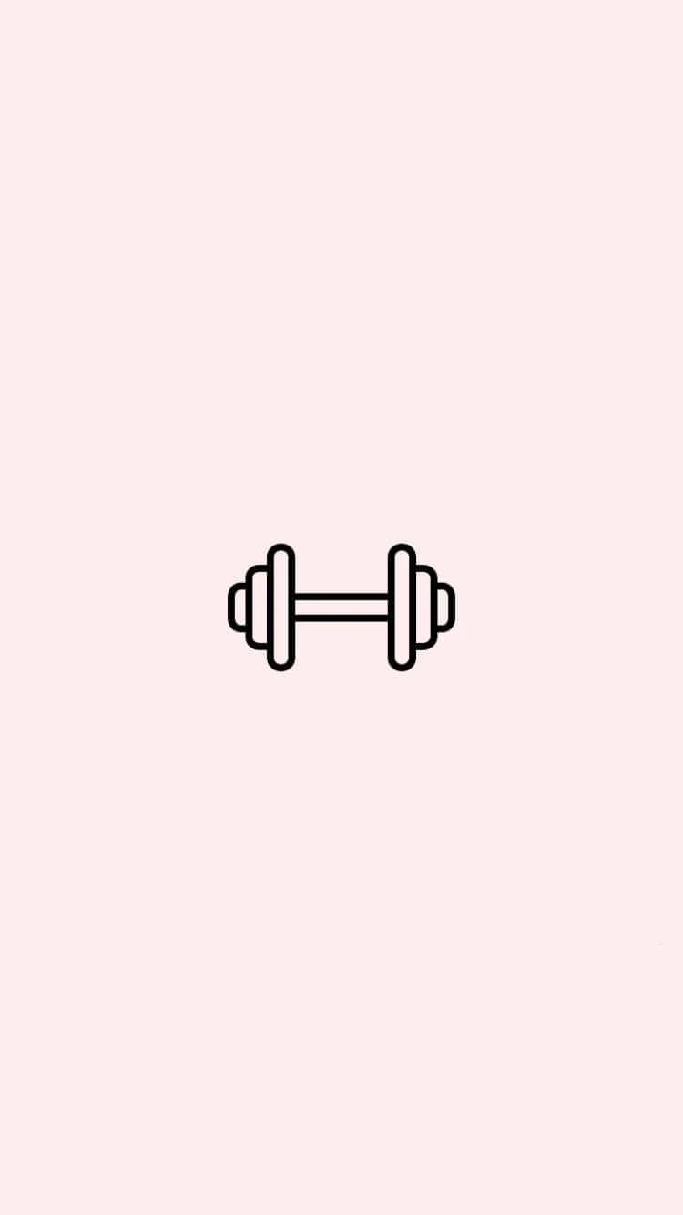 Minimalist Dumbbell Icon Pink Background Wallpaper