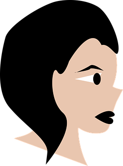 Minimalist Female Profile Cartoon PNG