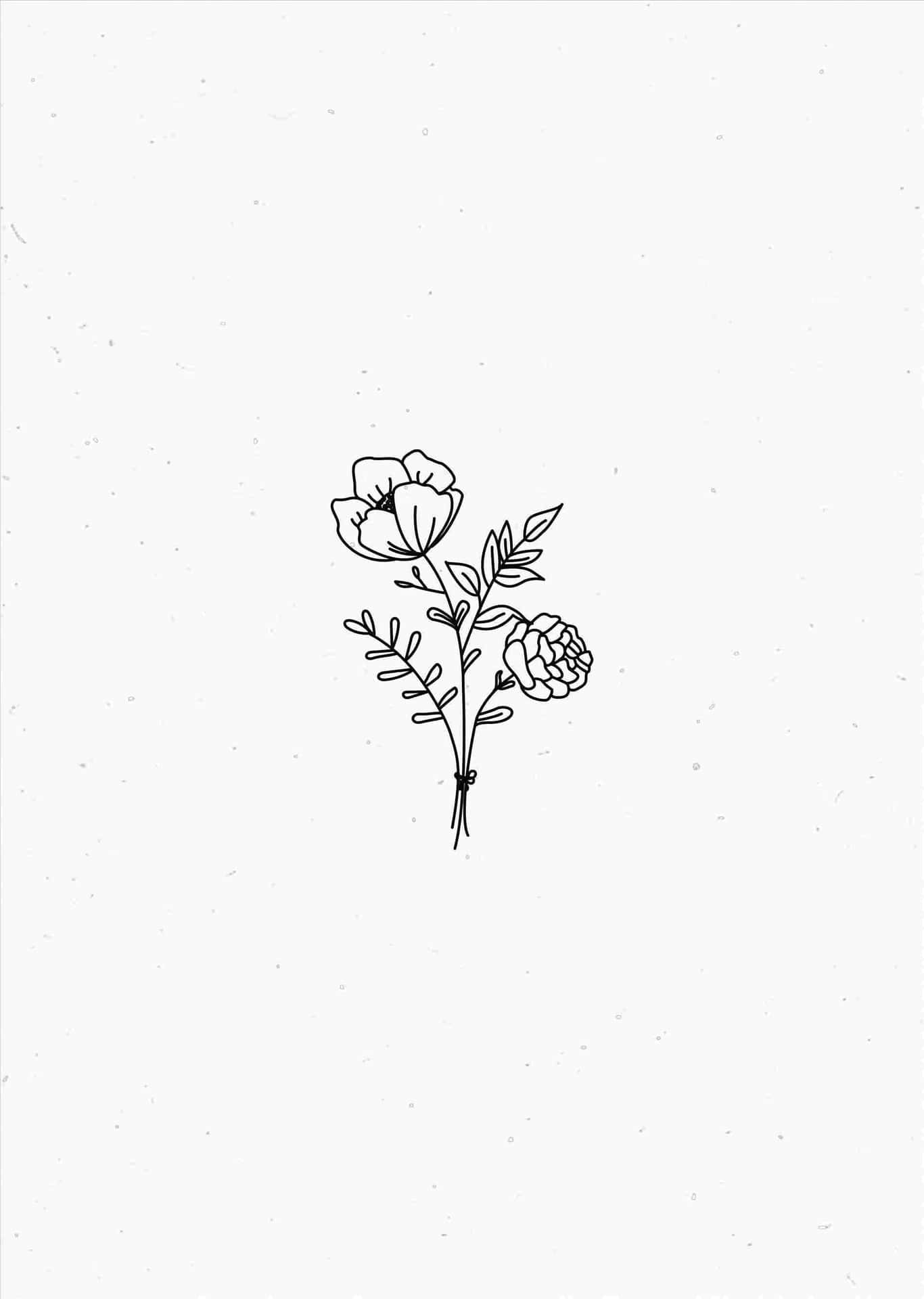 Minimalist Floral Sketch Art.jpg Wallpaper