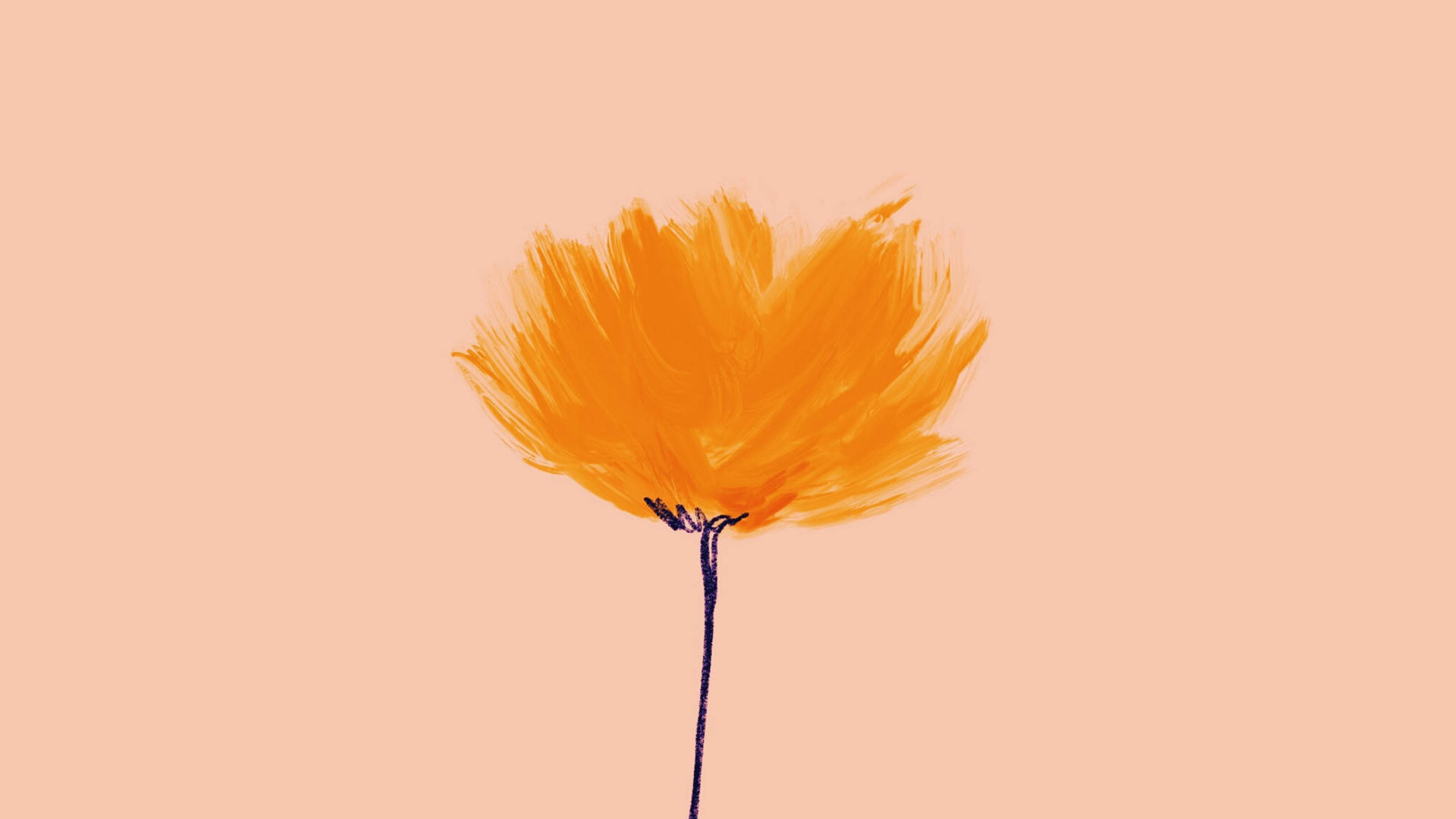 Orange Minimalist Flower Computer Wallpaper
