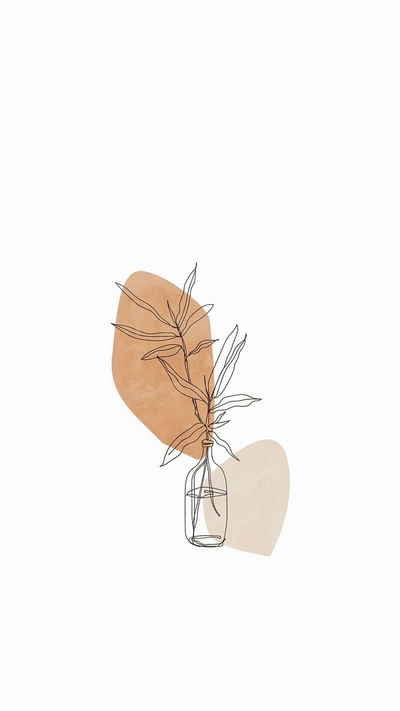 Minimalist Flowerin Vase Illustration Wallpaper