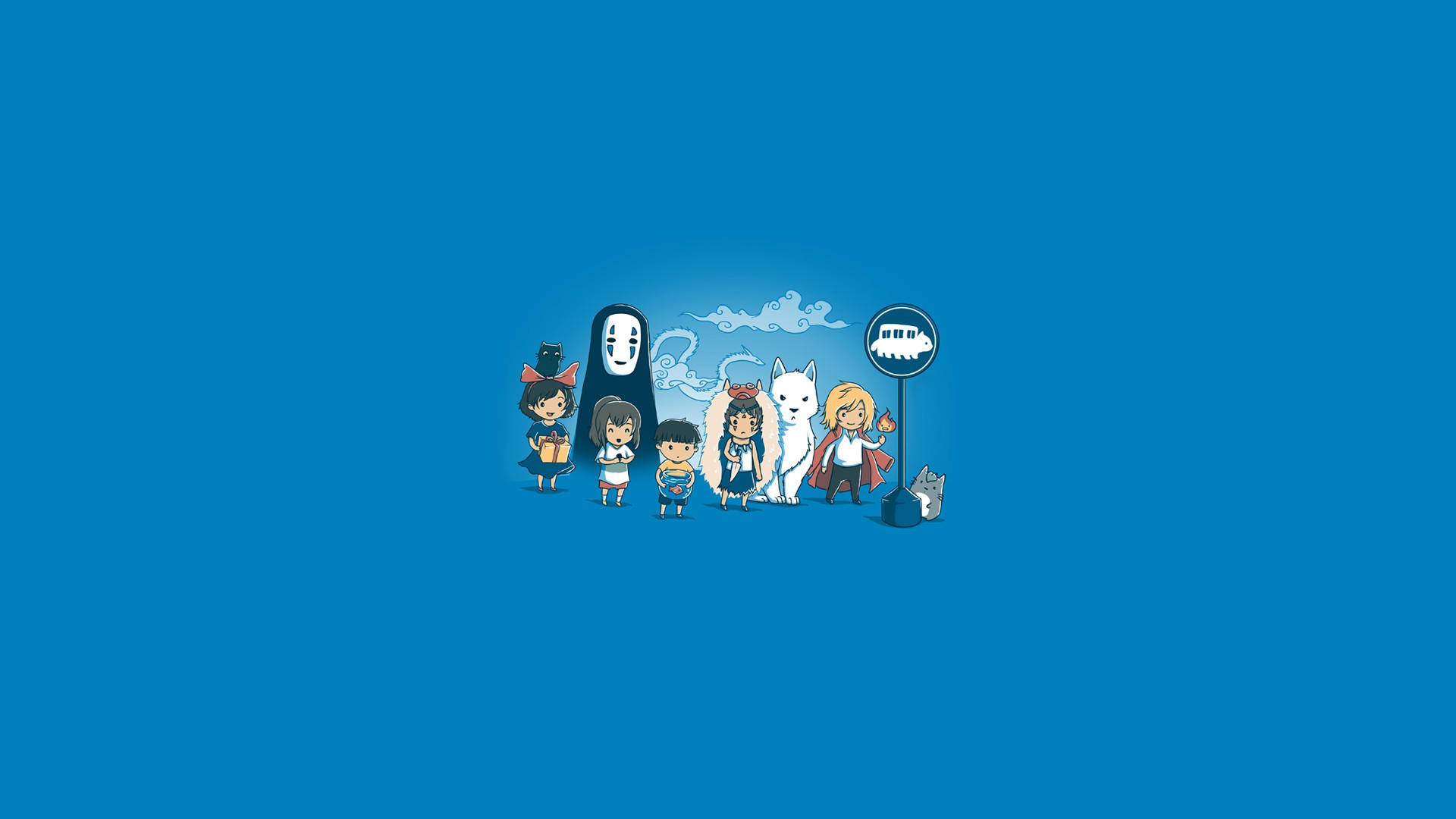 Minimalist Ghibli Totoro Crossover Background