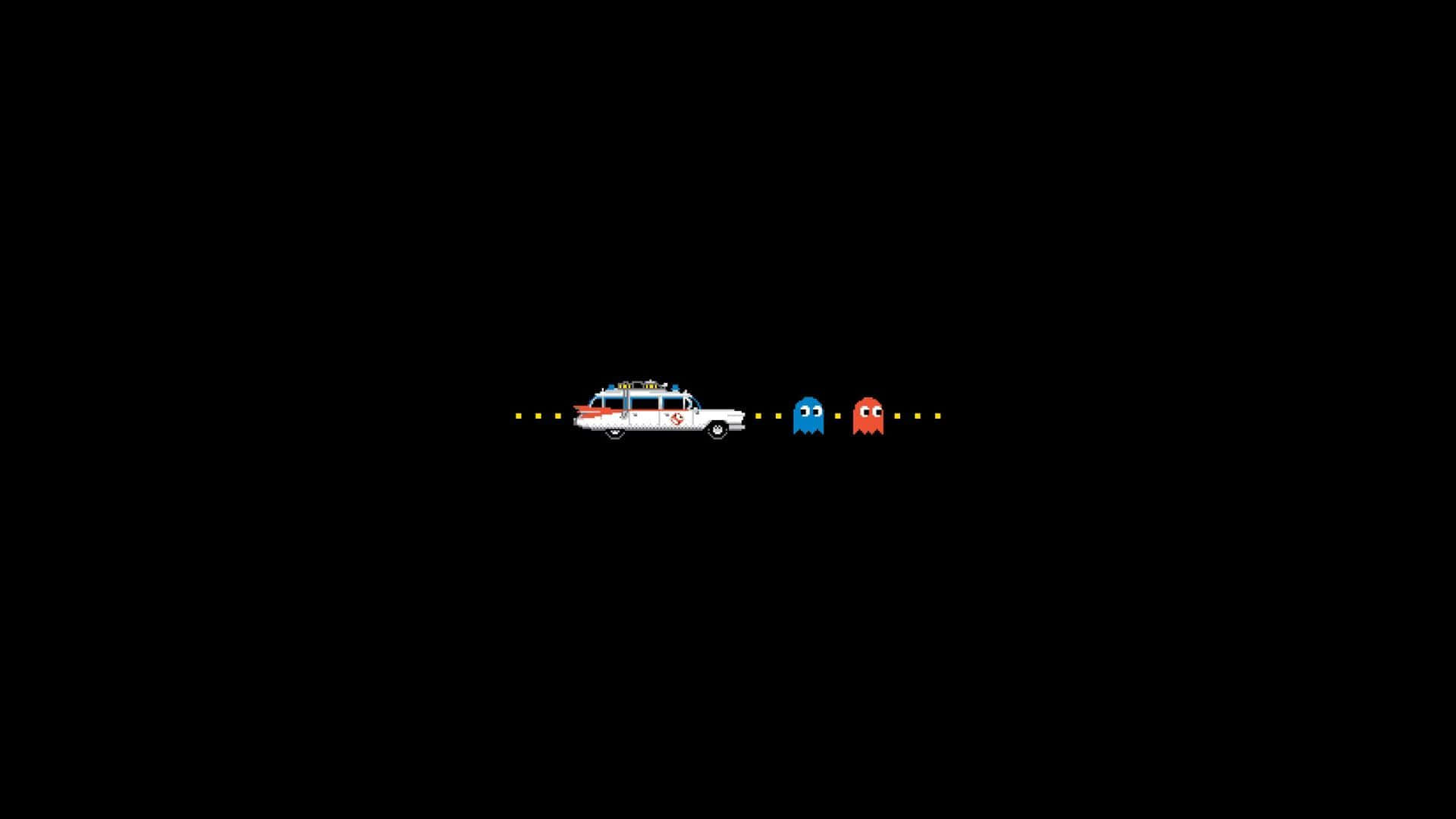 Minimalist Ghostbusters Pac Man Crossover Wallpaper Wallpaper