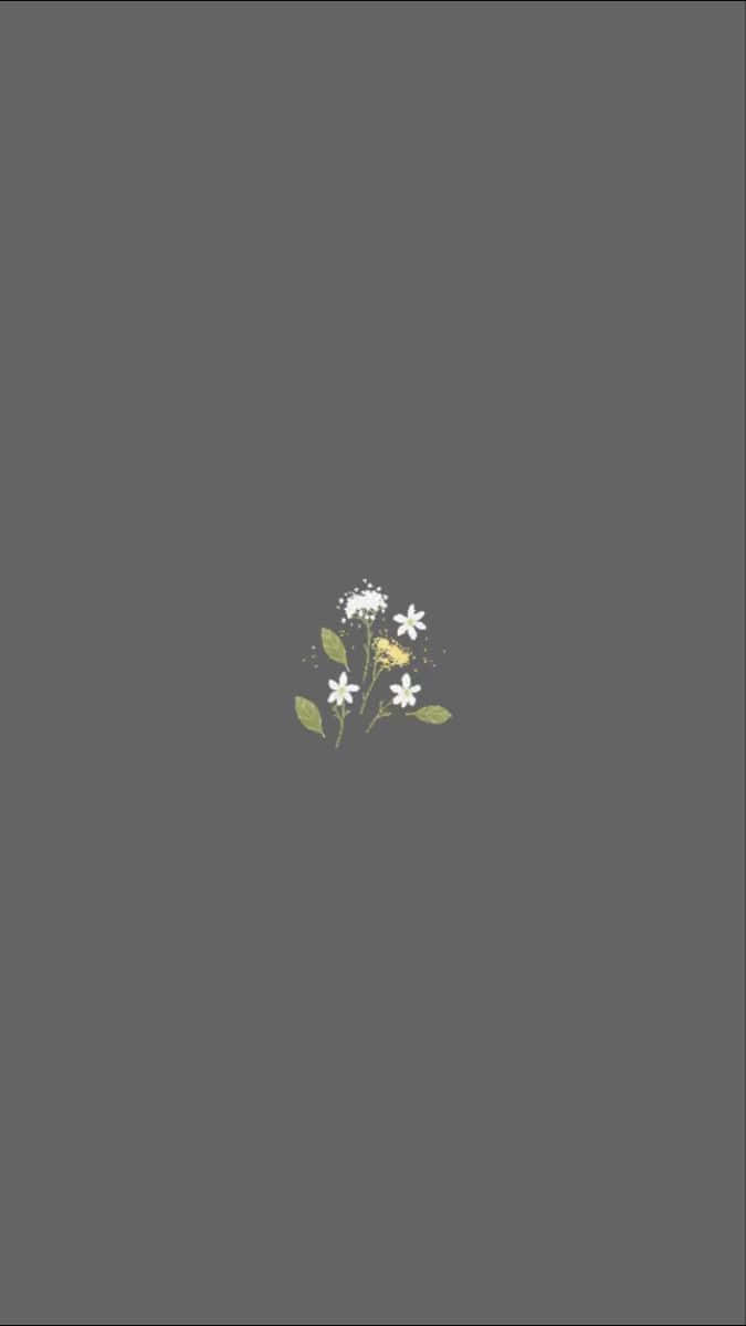 A White Flower With A Yellow Flower On A Gray Background Wallpaper