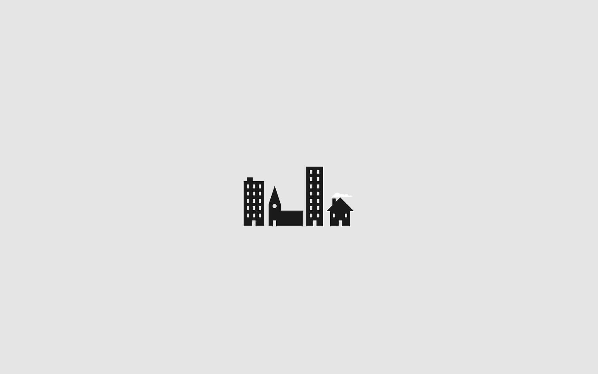 Et sort/hvidt billede af en by skyskraber. Wallpaper