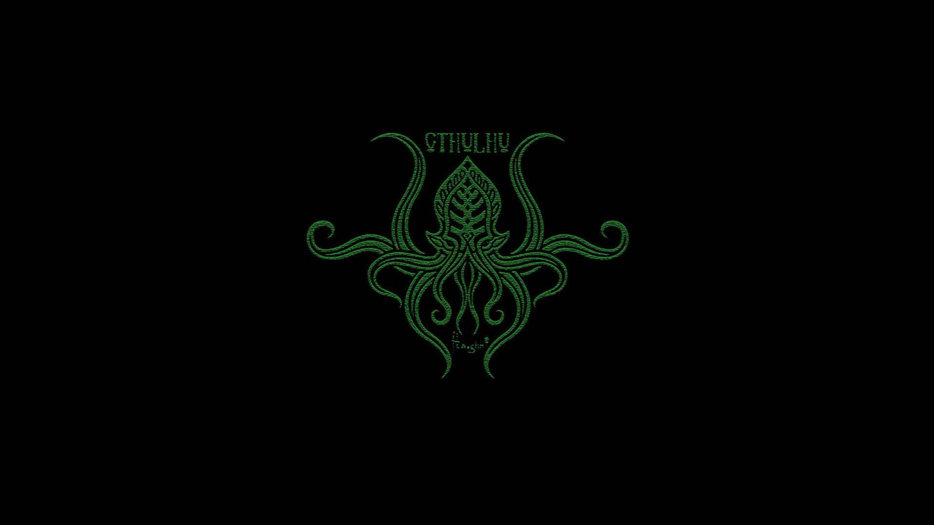 Minimalist Green Cthulhu Symbol Background