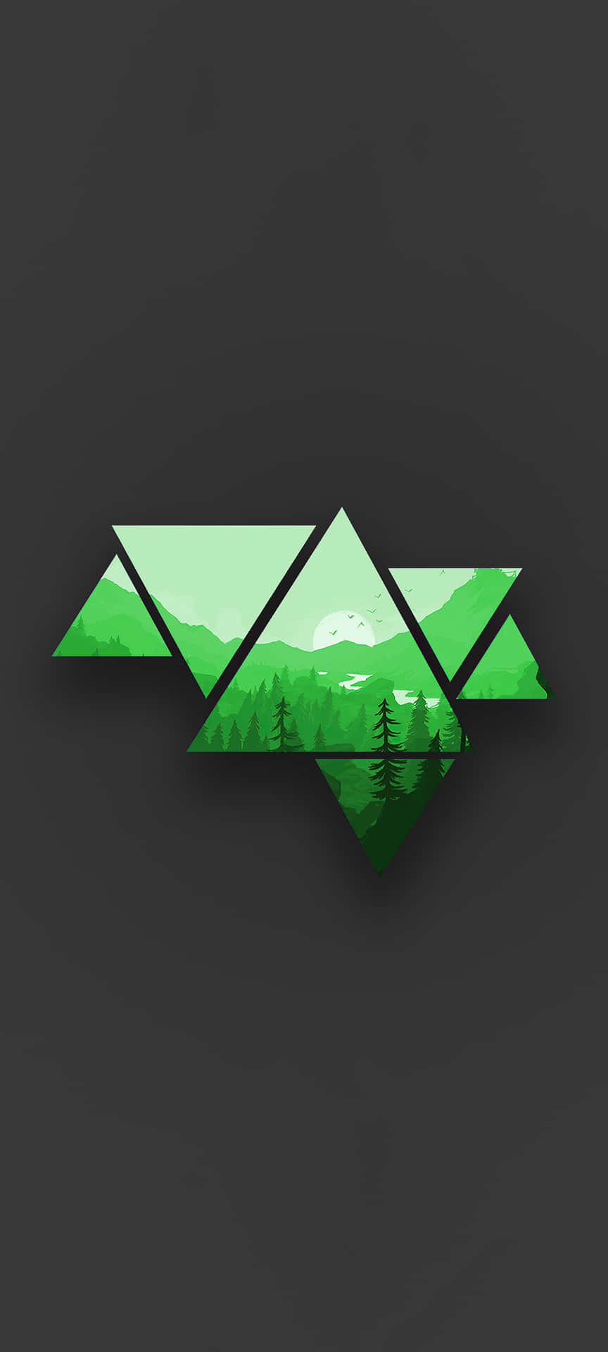 Minimalist Green Mountain Triangles Wallpaper