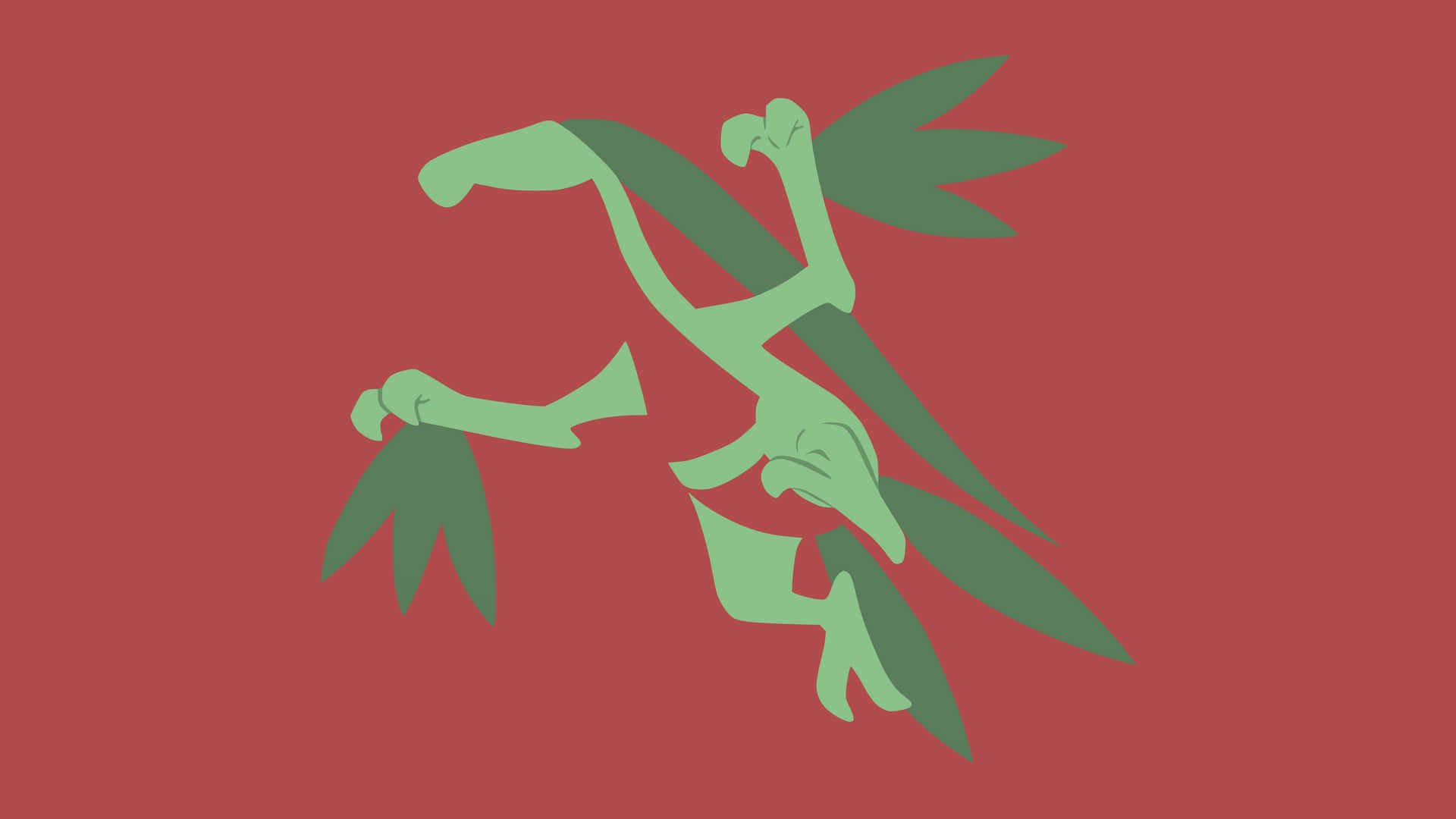 Minimalist Grovyle On Red Background Wallpaper