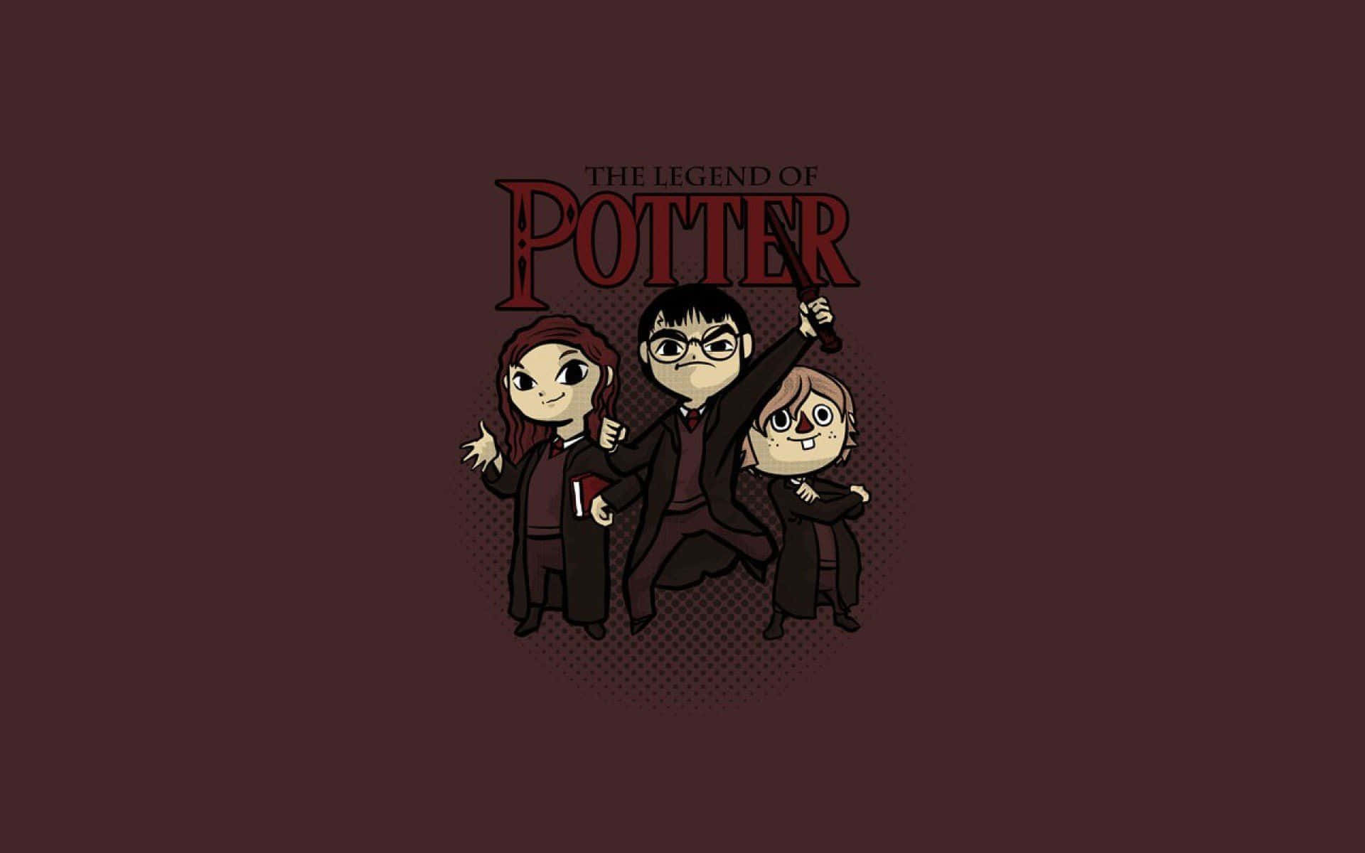 Minimalist Harry Potter Trio Illustration Wallpaper