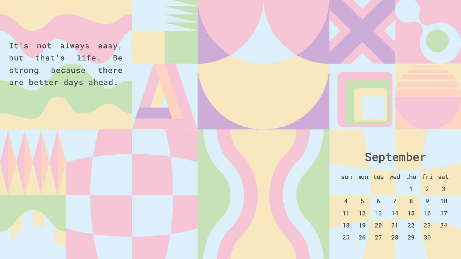 A Calendar With Colorful Shapes And Patterns Wallpaper