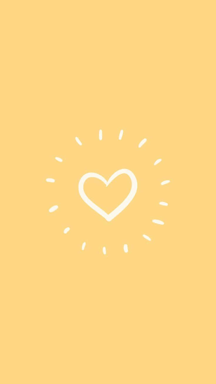 Minimalist Heart Cute Pastel Yellow Wallpaper