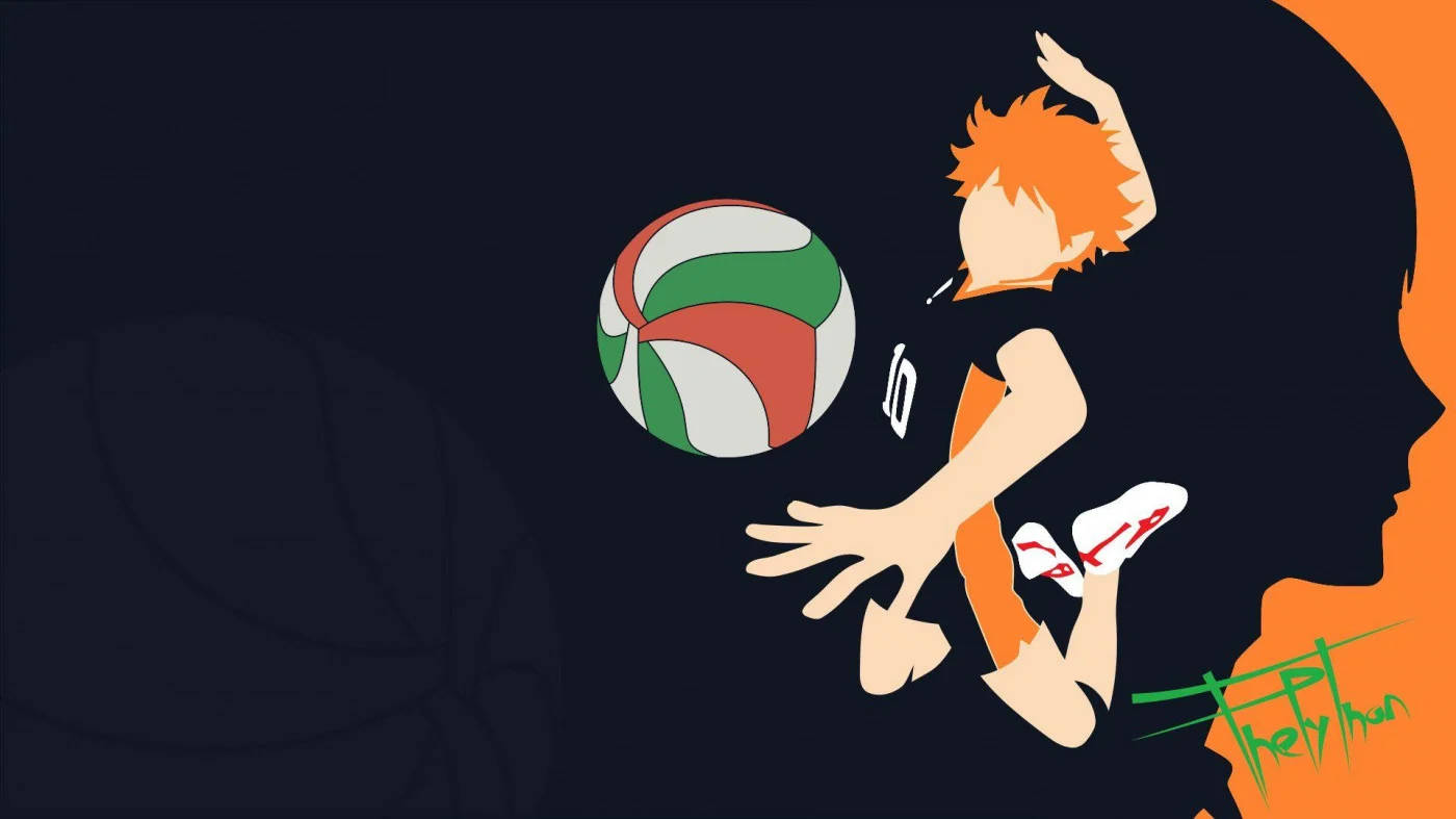Minimalistischesbild Von Hinata, Der Einen Volleyball Schlägt. Haikyuu Ästhetik. Wallpaper