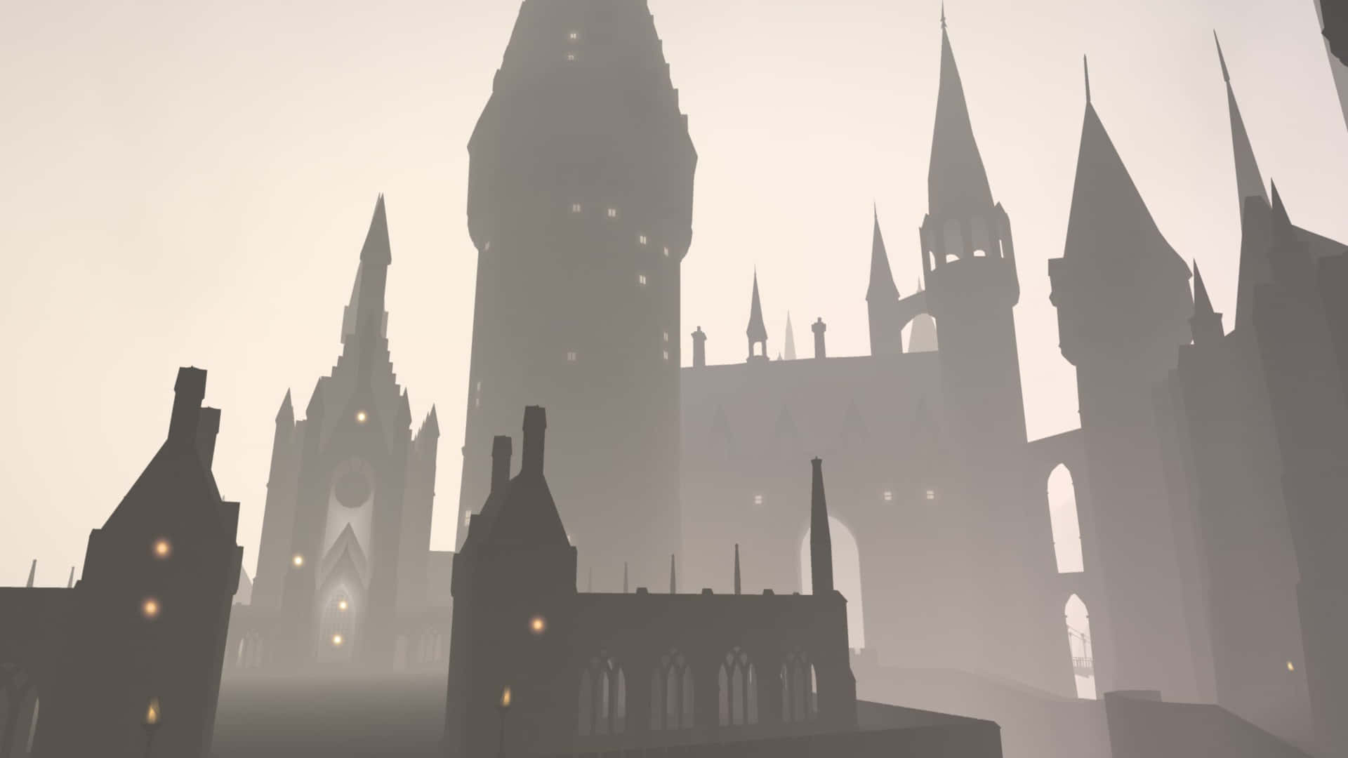 Minimalist Hogwartsin Mist Wallpaper