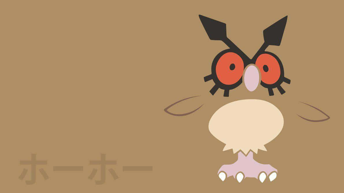 Minimalisthoothoot-illustration Med Japanskt Namn. Wallpaper