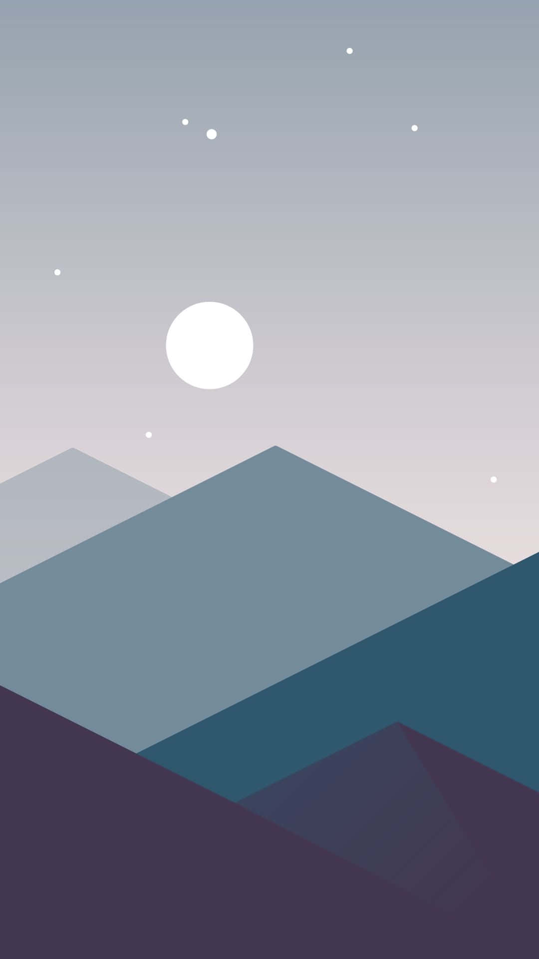 A Mountain Landscape With A Moon And Stars