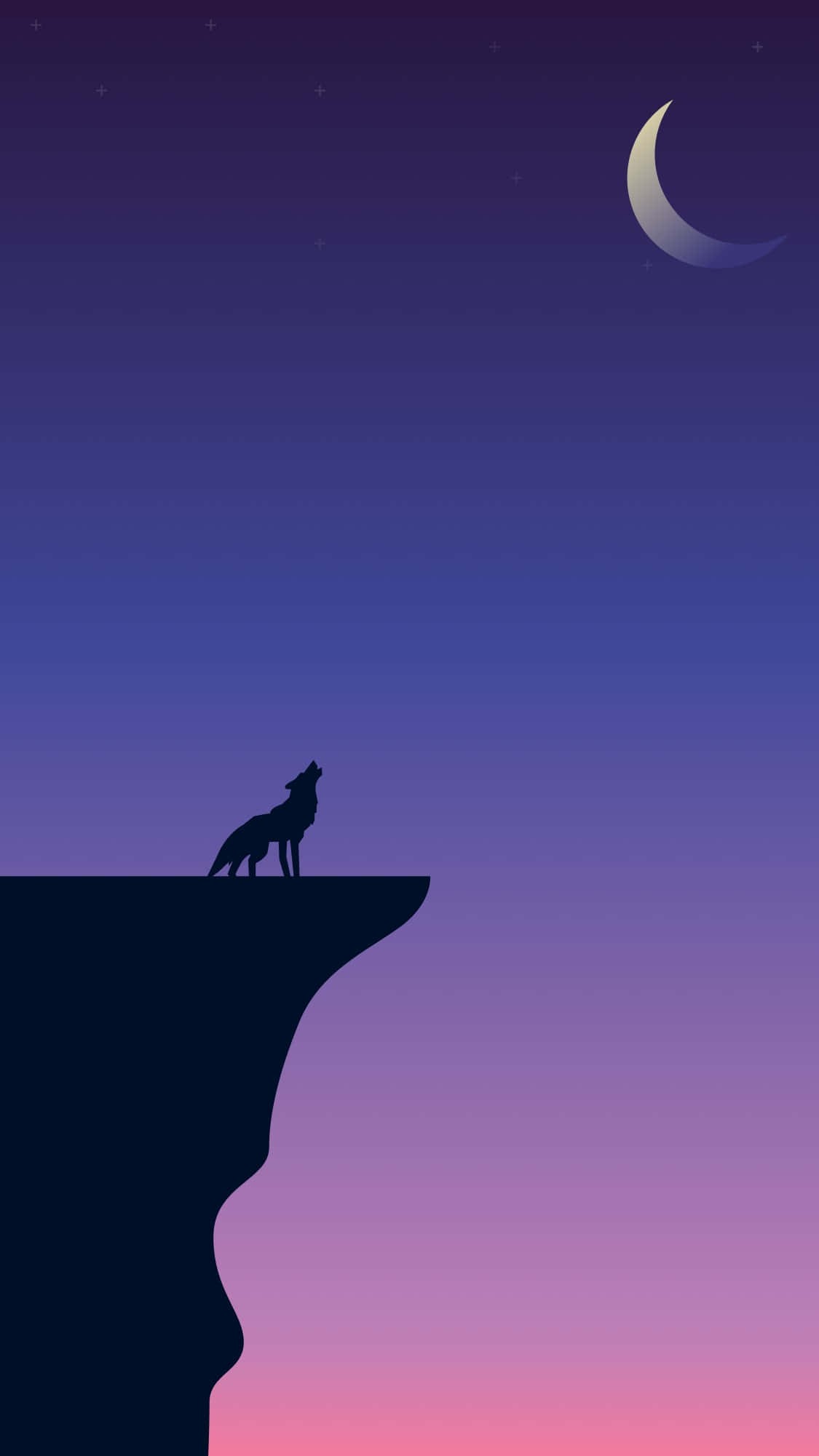 Wolfheult Auf Dem Mond Am Kliff.