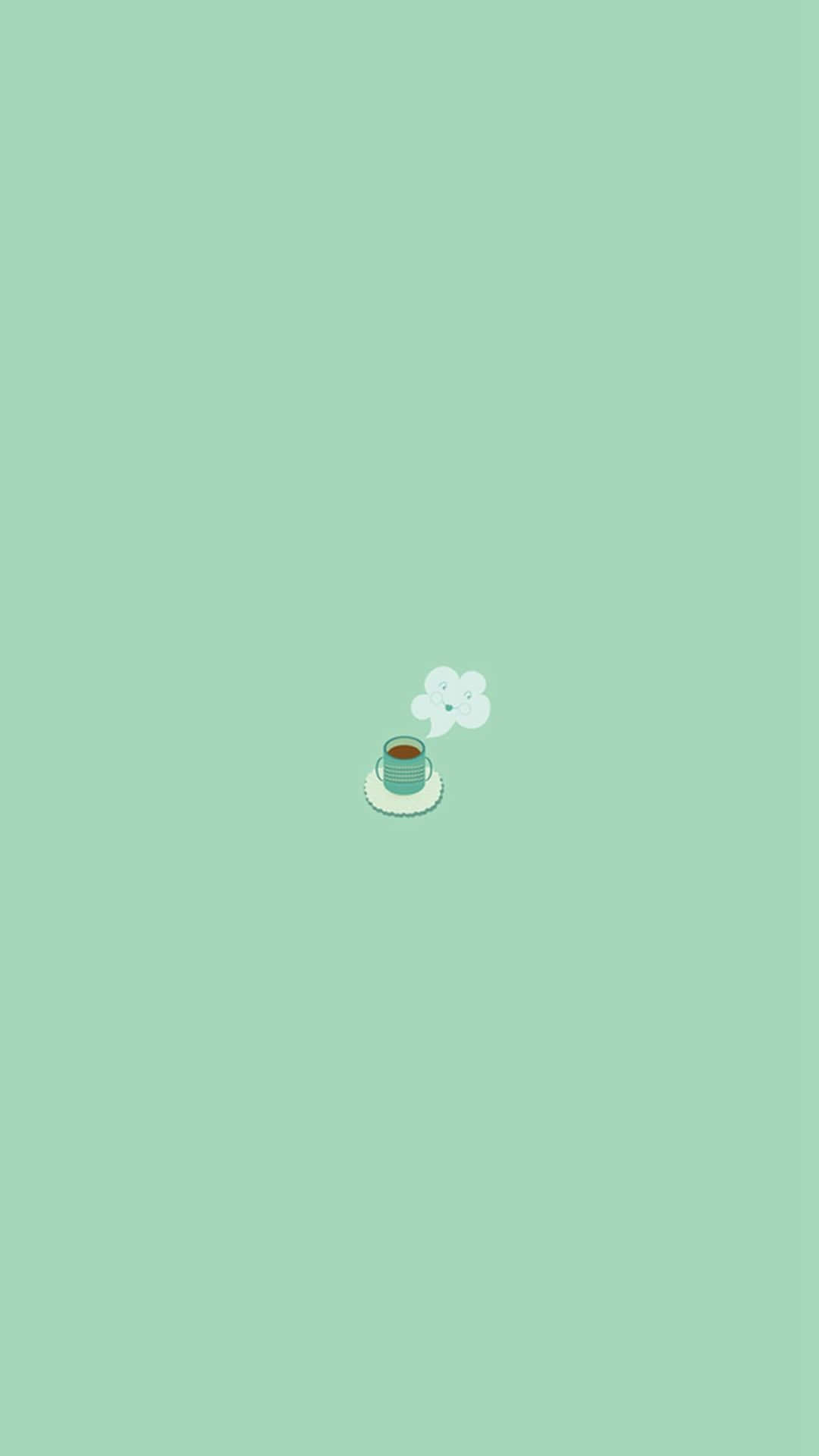 Immagineminimalista Verde Pastello Caffè Per Iphone.