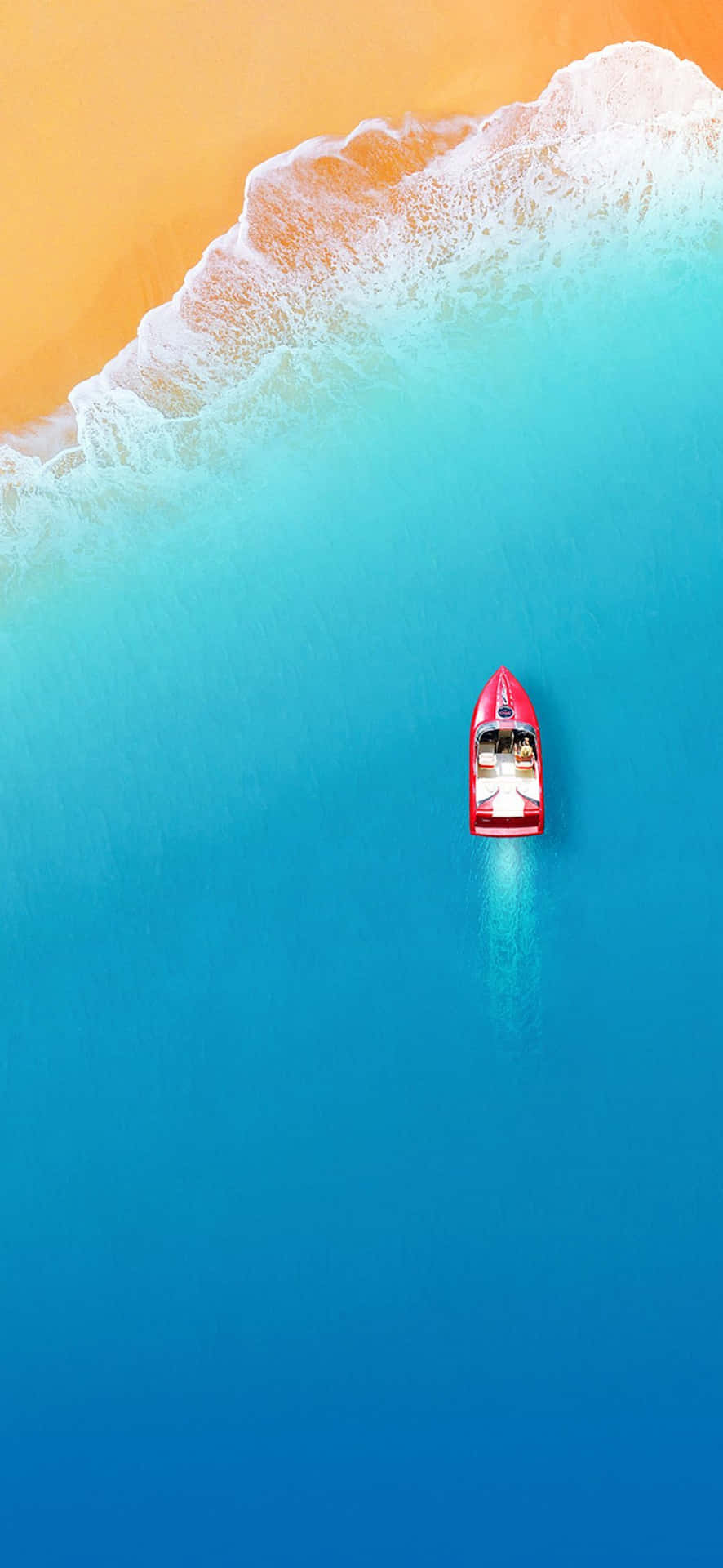 Minimalistiphone X Röd Speedboat På Havet. Wallpaper