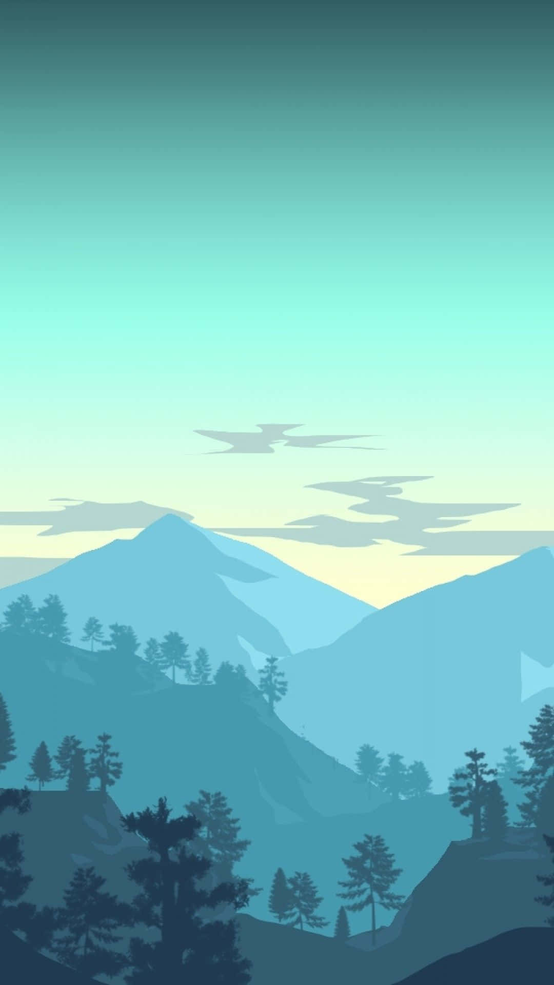 Minimalist IPhone X Blue Mountains Digital Art Wallpaper