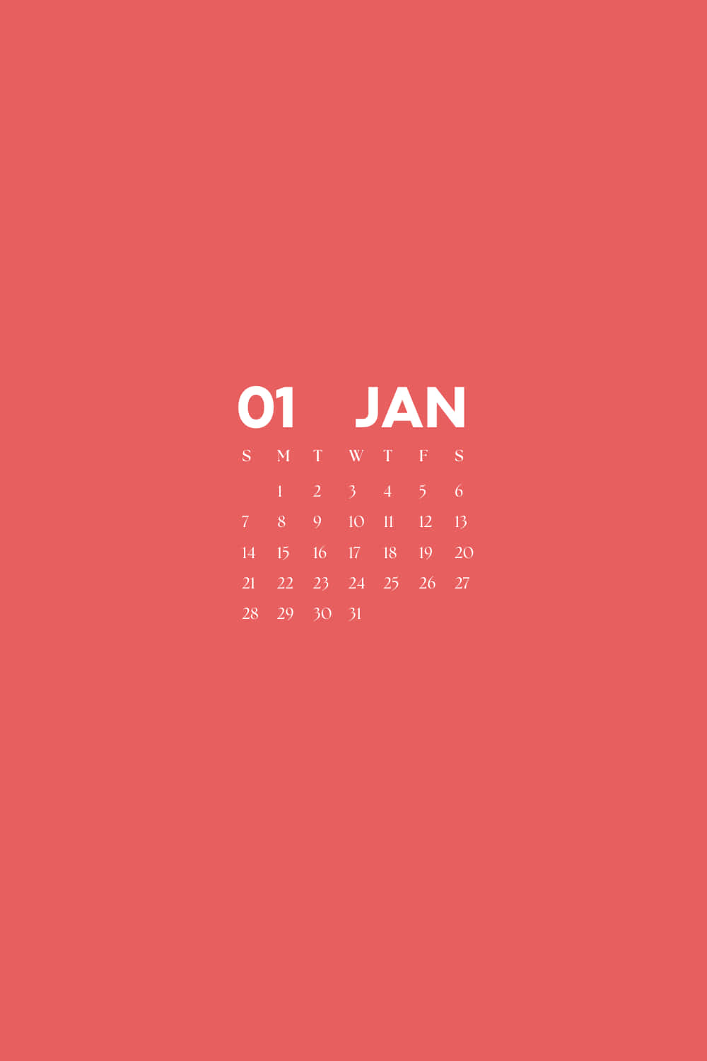 Minimalist January Calendar Design Wallpaper