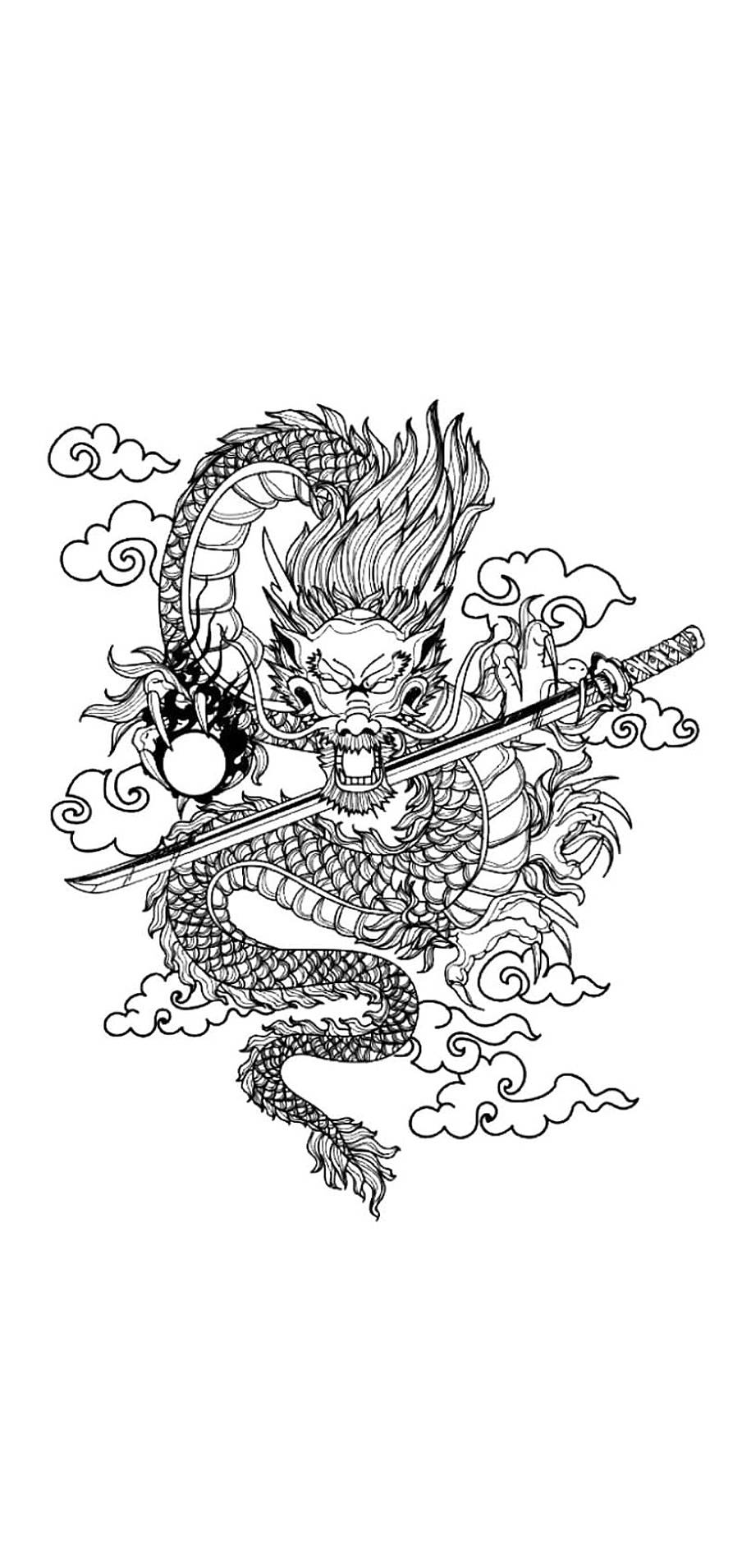 Minimalist dragon (Strength) dragon head original tribal tattoo design
