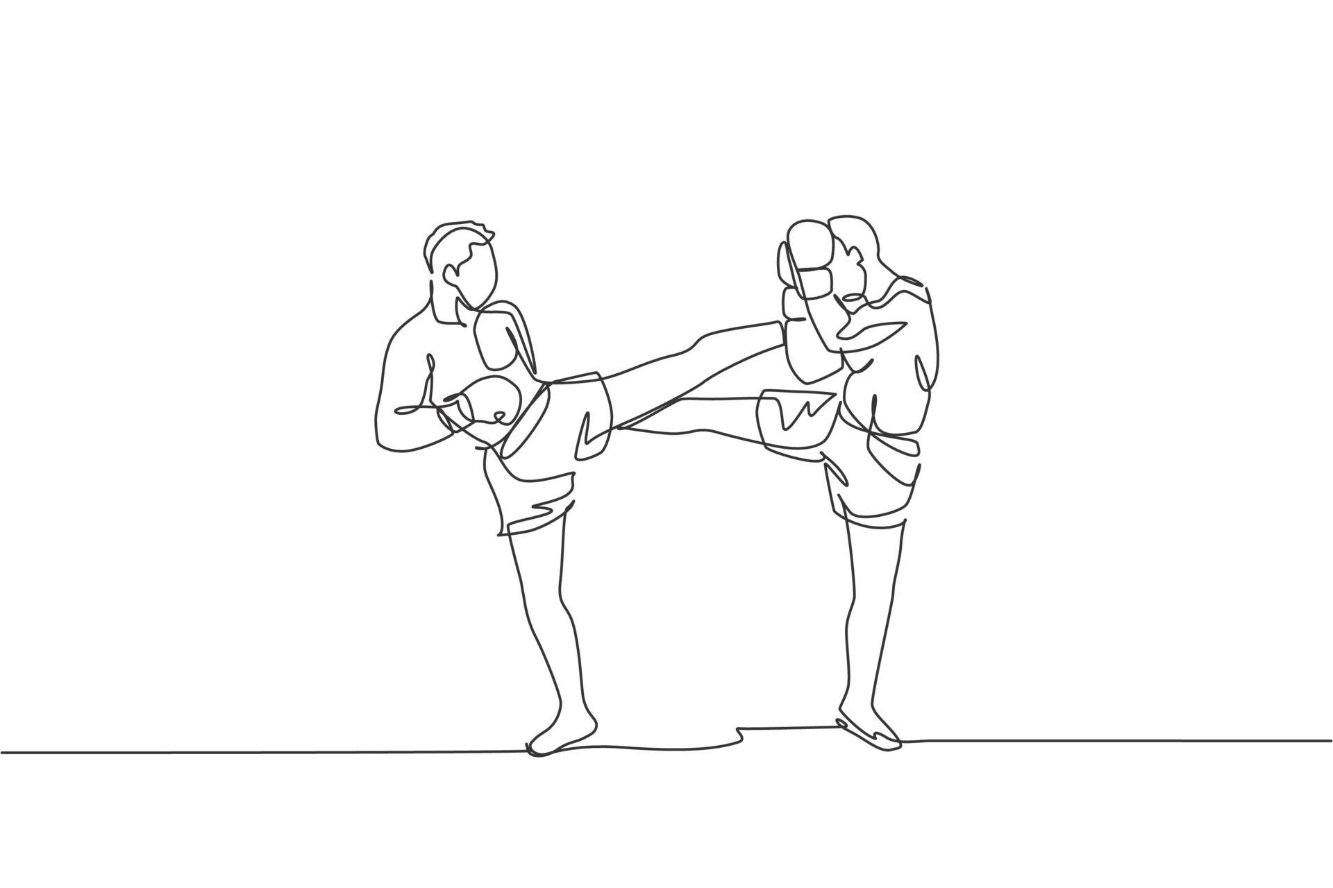 Illustrazionecontinuativa In Stile Minimalista Del Kickboxing Sfondo