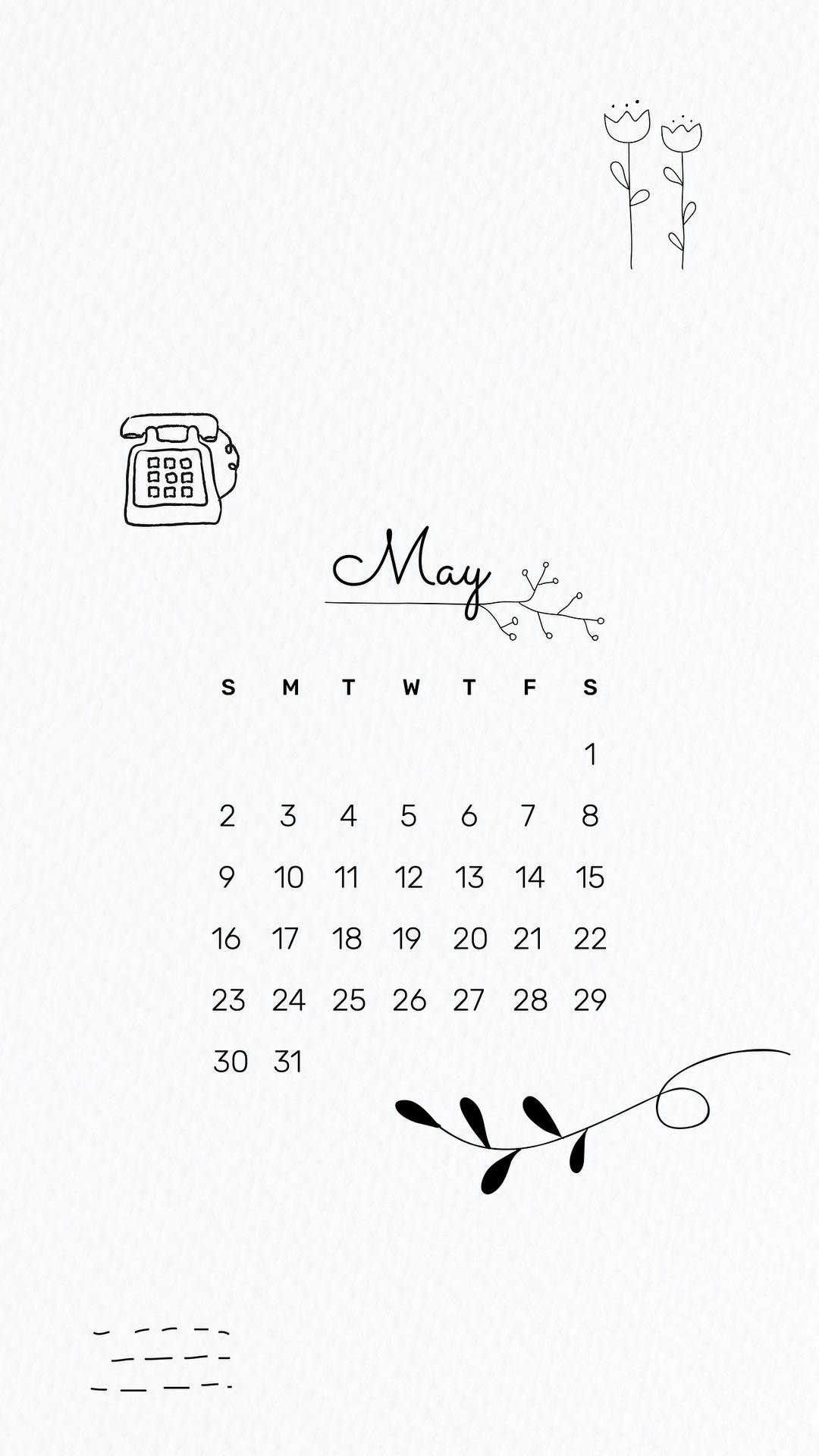 Minimalist May Calendar 2021