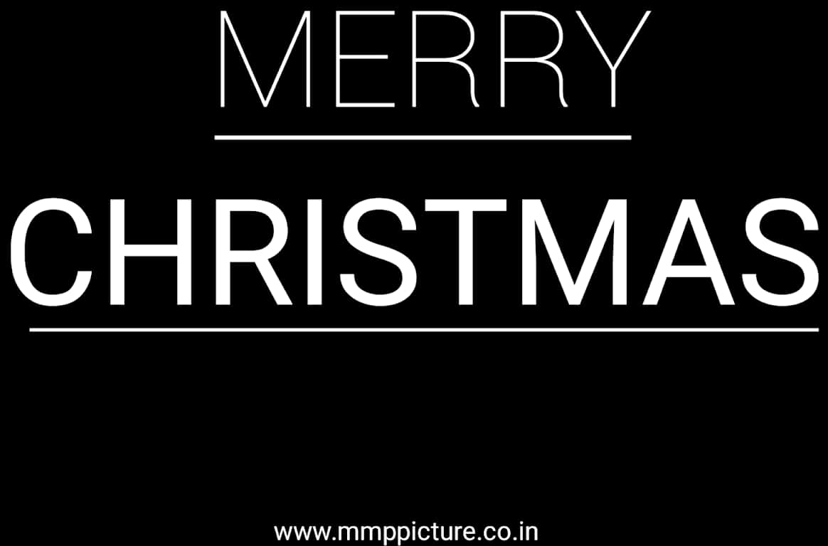 Minimalist Merry Christmas Greeting Blackand White PNG