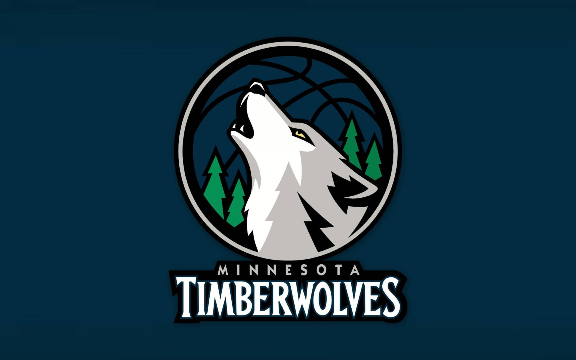Minimalist Minnesota Timberwolves Logo In Blue Wallpaper