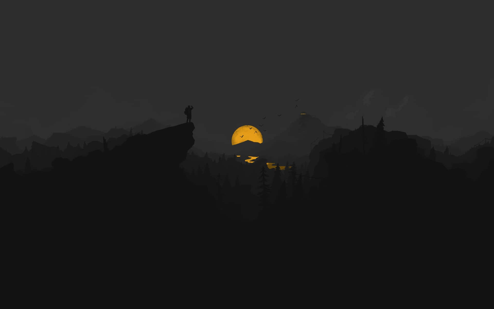 Minimalist_ Moonlit_ Landscape_with_ Figure Wallpaper