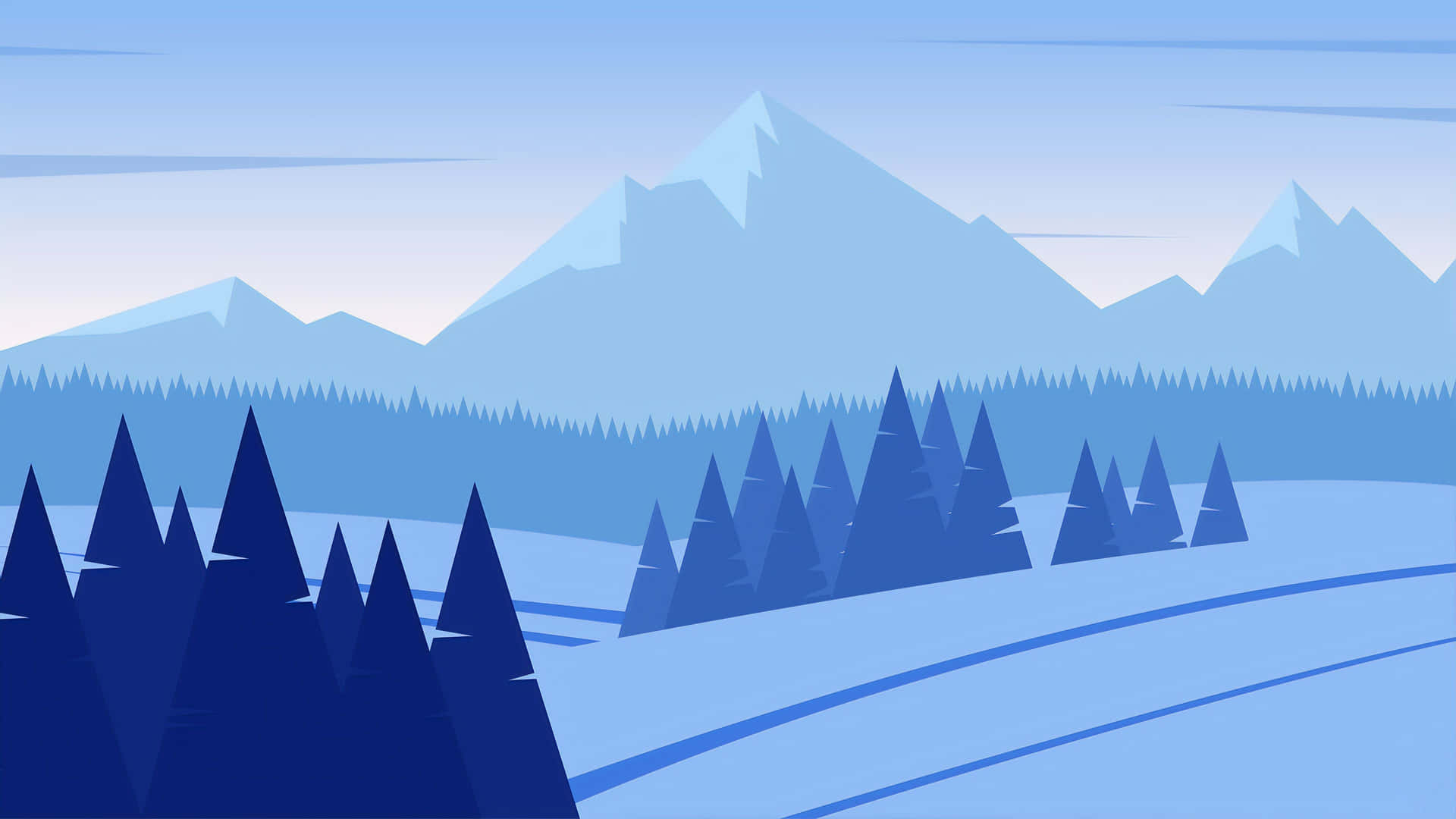 A Winter Landscape With Trees And Mountains Wallpaper