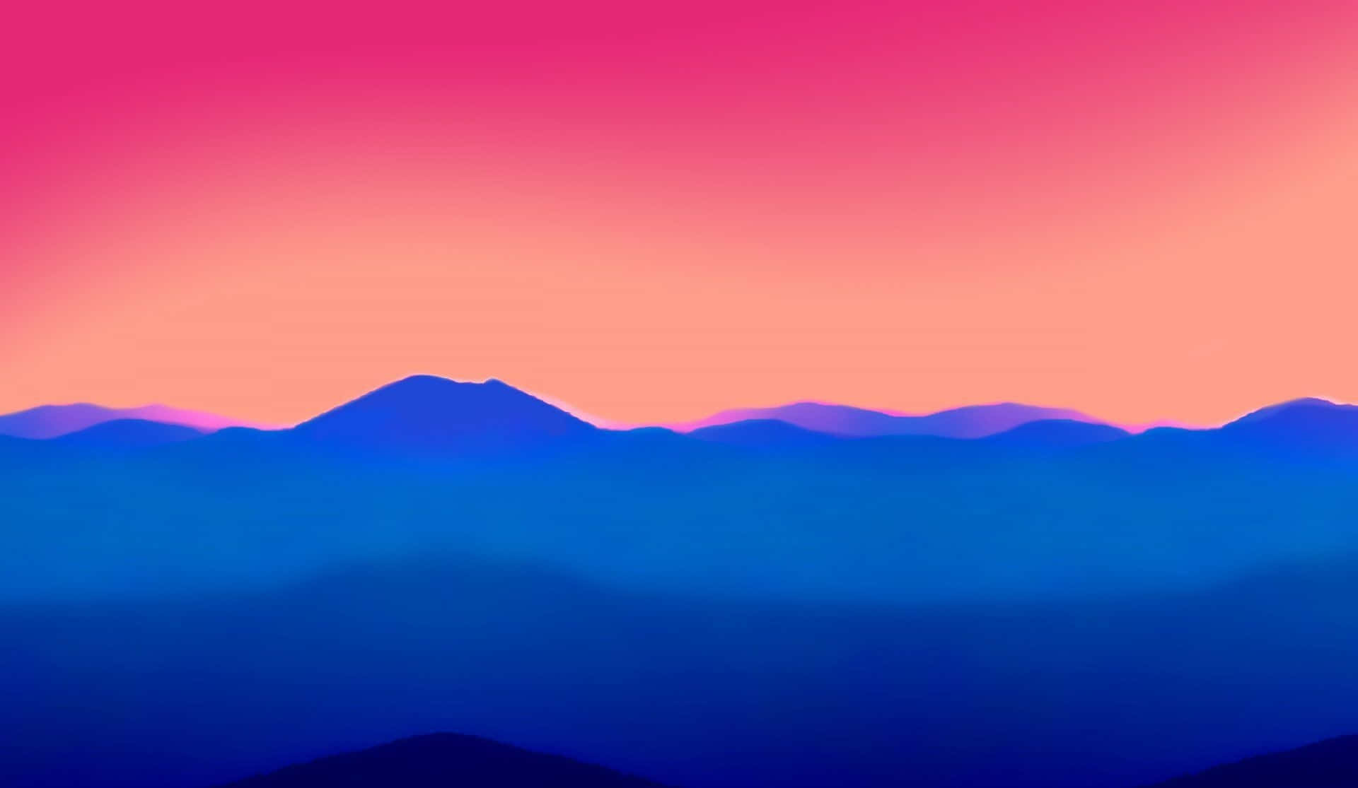 Einblauer Und Pinker Sonnenuntergang Mit Bergen Im Hintergrund. Wallpaper