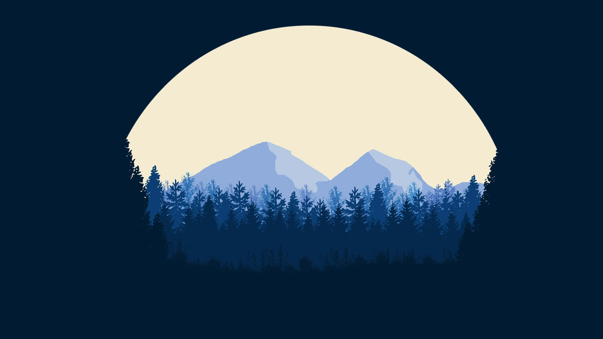 Minimalist Mountain And Fig Trees Art Wallpaper