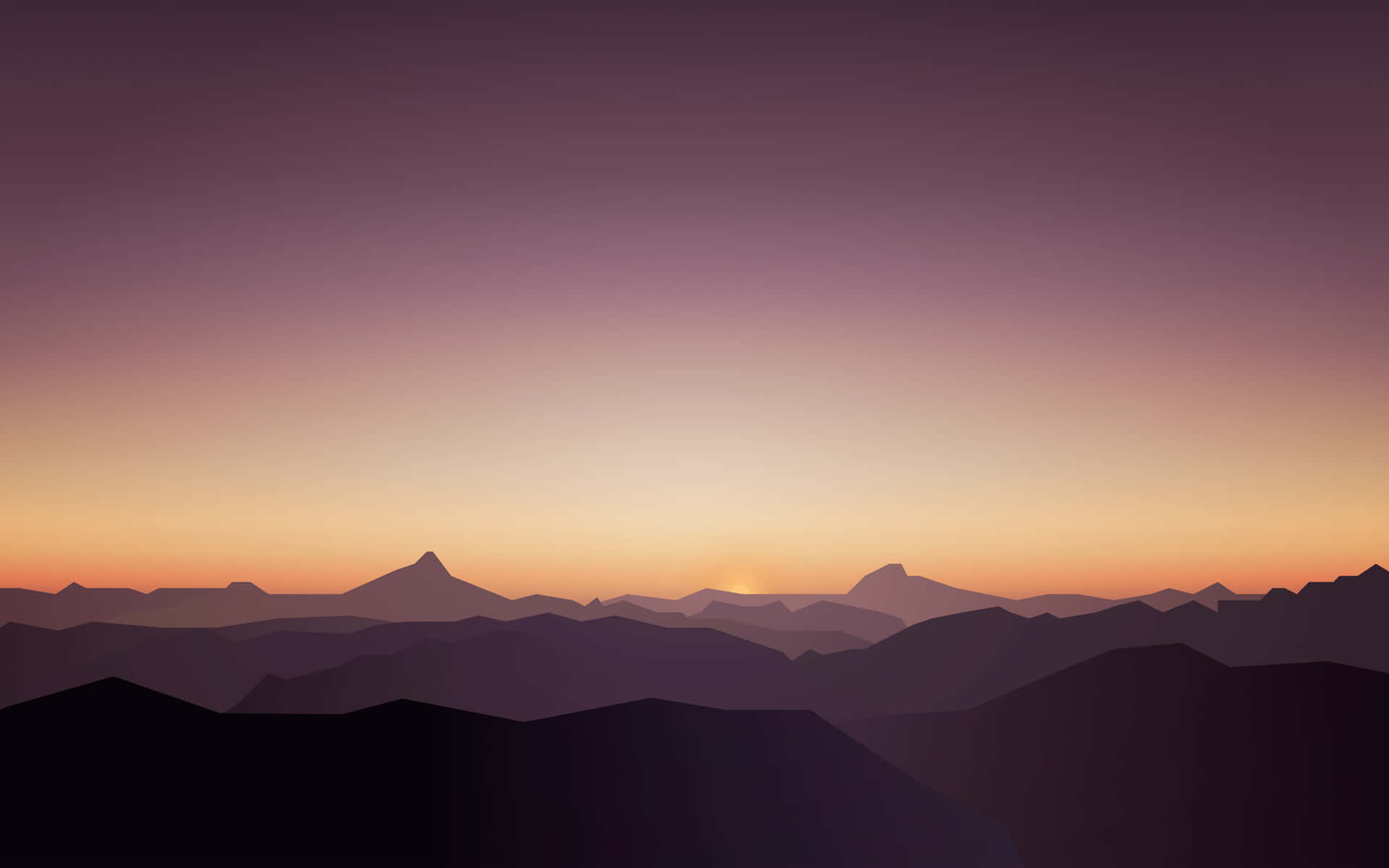 Minimalist Mountains Sunset View Landscape Wallpaper