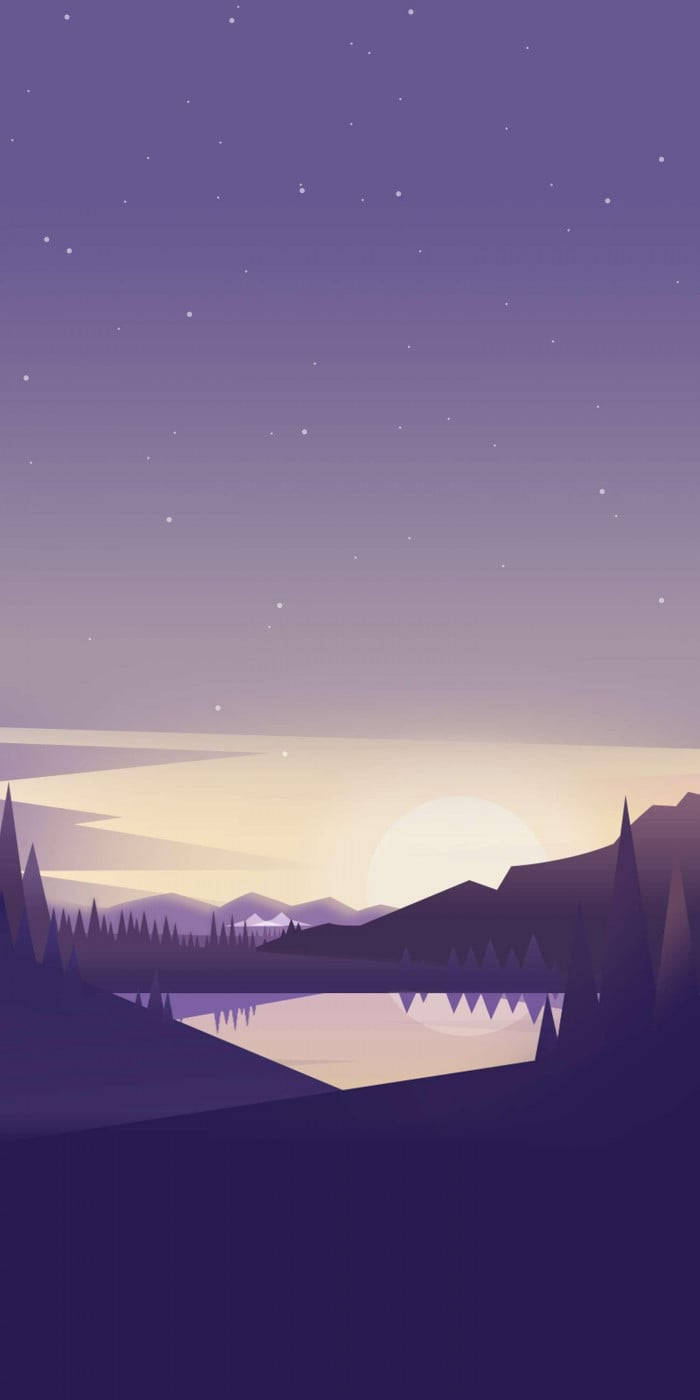 Download A Purple Landscape With Trees And A Lake Wallpaper ...